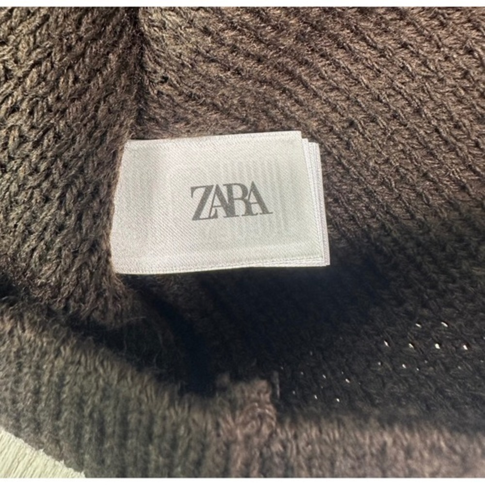 ZARA Women's Brown Knit Cardigan Gold Button Pockets Crew Neck Size M - Picture 8 of 15